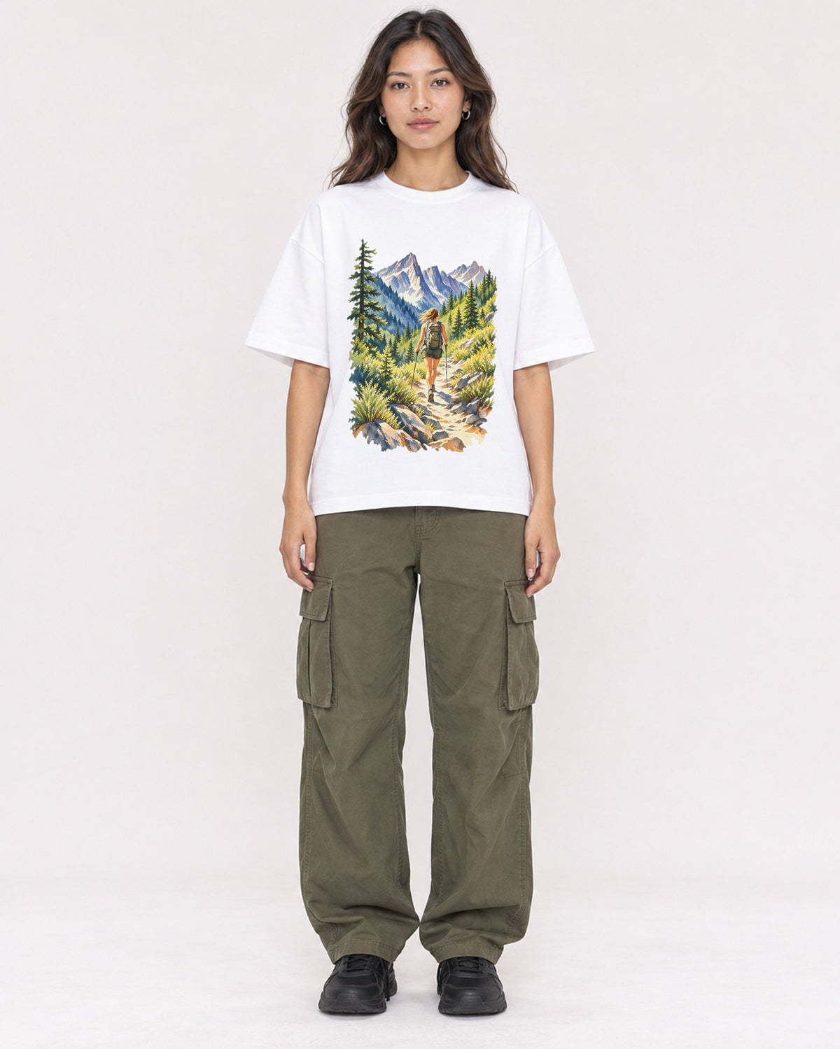 Mockup Boxy Heavyweight Tee White female full-body 02