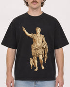 Mockup Boxy Heavyweight Tee Black male close-up 09