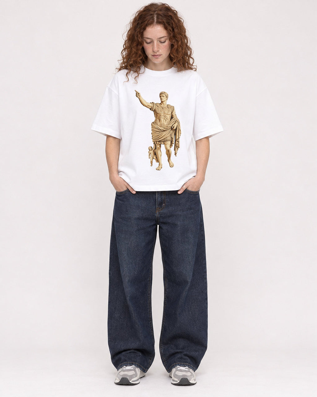 Mockup Boxy Heavyweight Tee White female full-body 09
