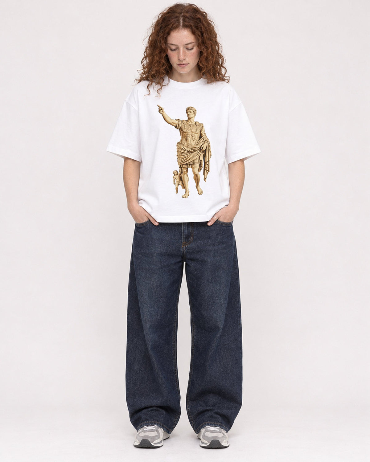 Mockup Boxy Heavyweight Tee White female full-body 09
