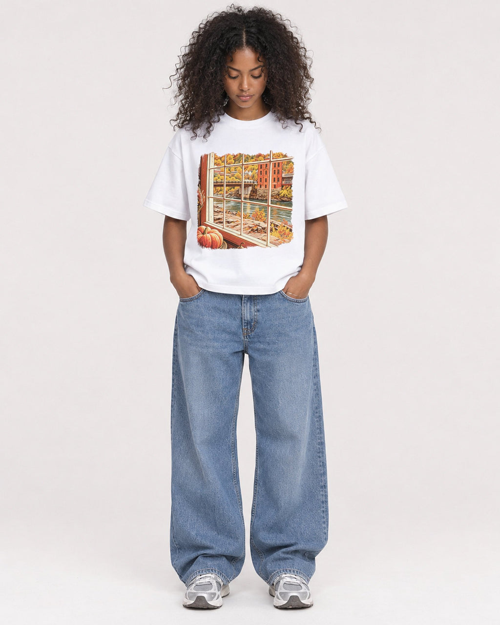 Mockup Boxy Heavyweight Tee White female full-body 05