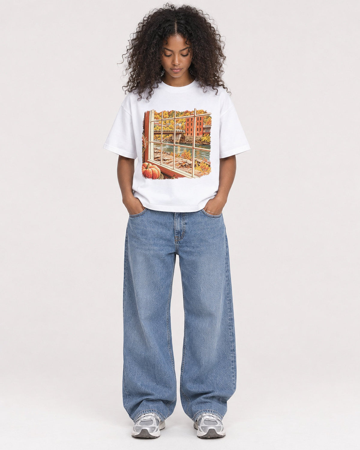 Mockup Boxy Heavyweight Tee White female full-body 05