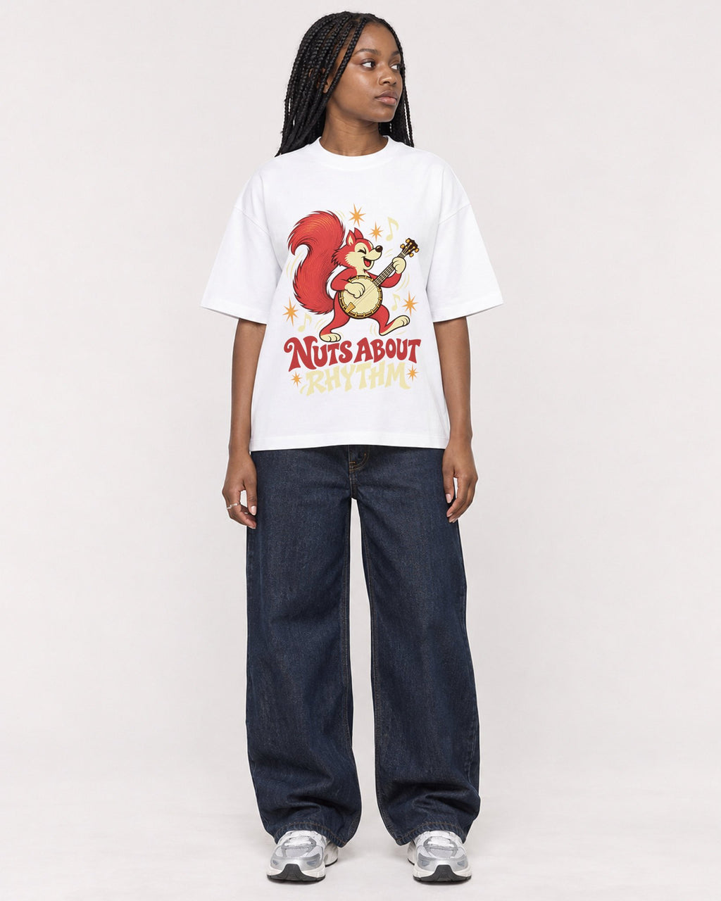 Mockup Boxy Heavyweight Tee White female full-body 04