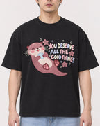 Mockup Boxy Heavyweight Tee Black male close-up 13