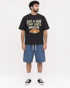 Mockup Boxy Heavyweight Tee Black male full-body 07