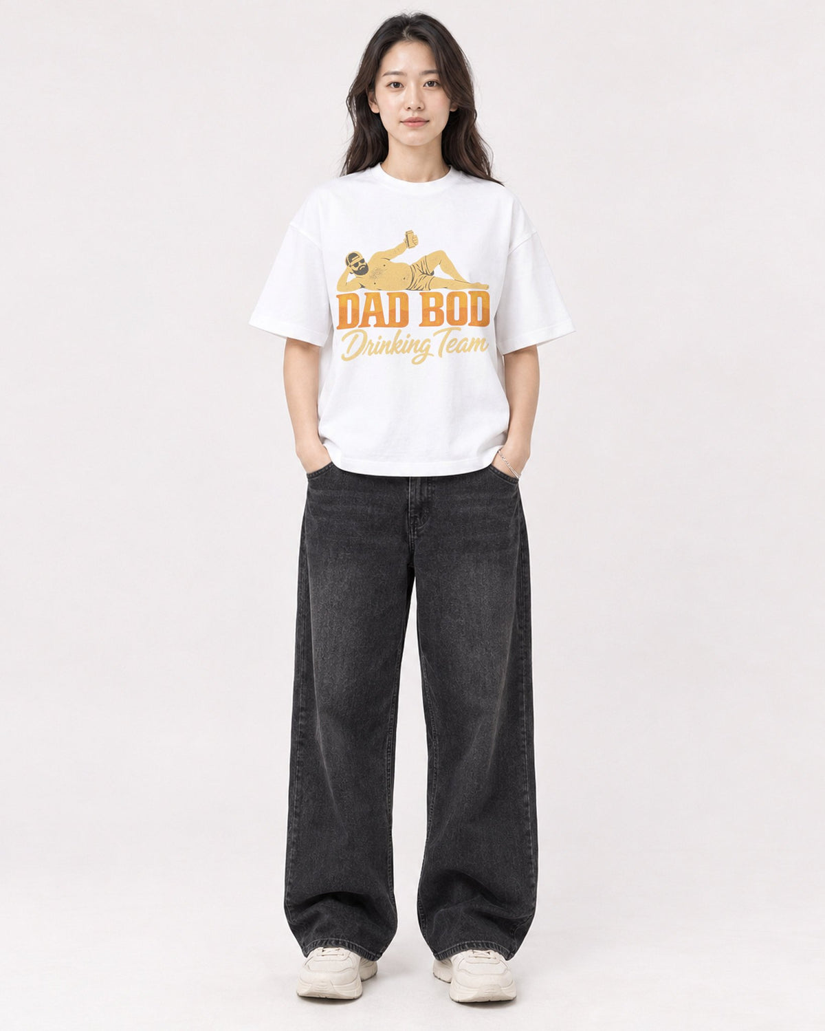Mockup Boxy Heavyweight Tee White female full-body 03
