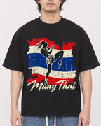 Mockup Boxy Heavyweight Tee Black male close-up 03