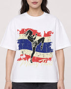 Mockup Boxy Heavyweight Tee White female close-up 03