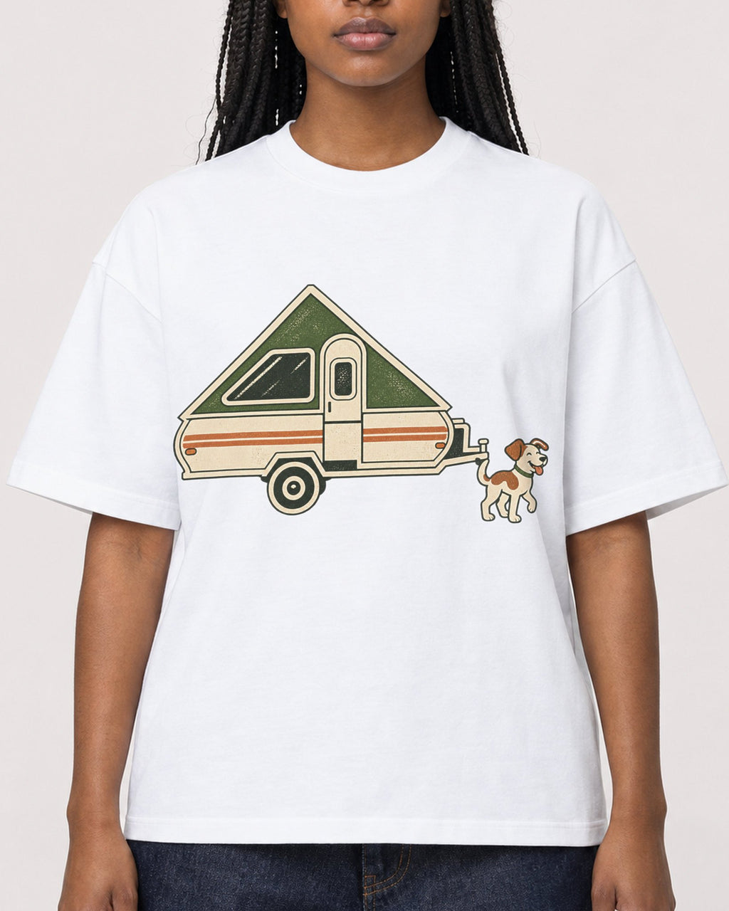 Mockup Boxy Heavyweight Tee White female close-up 04