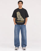 Mockup Boxy Heavyweight Tee Black male full-body 10
