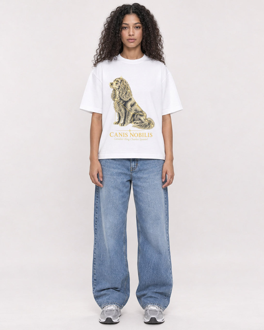 Mockup Boxy Heavyweight Tee White female full-body 10
