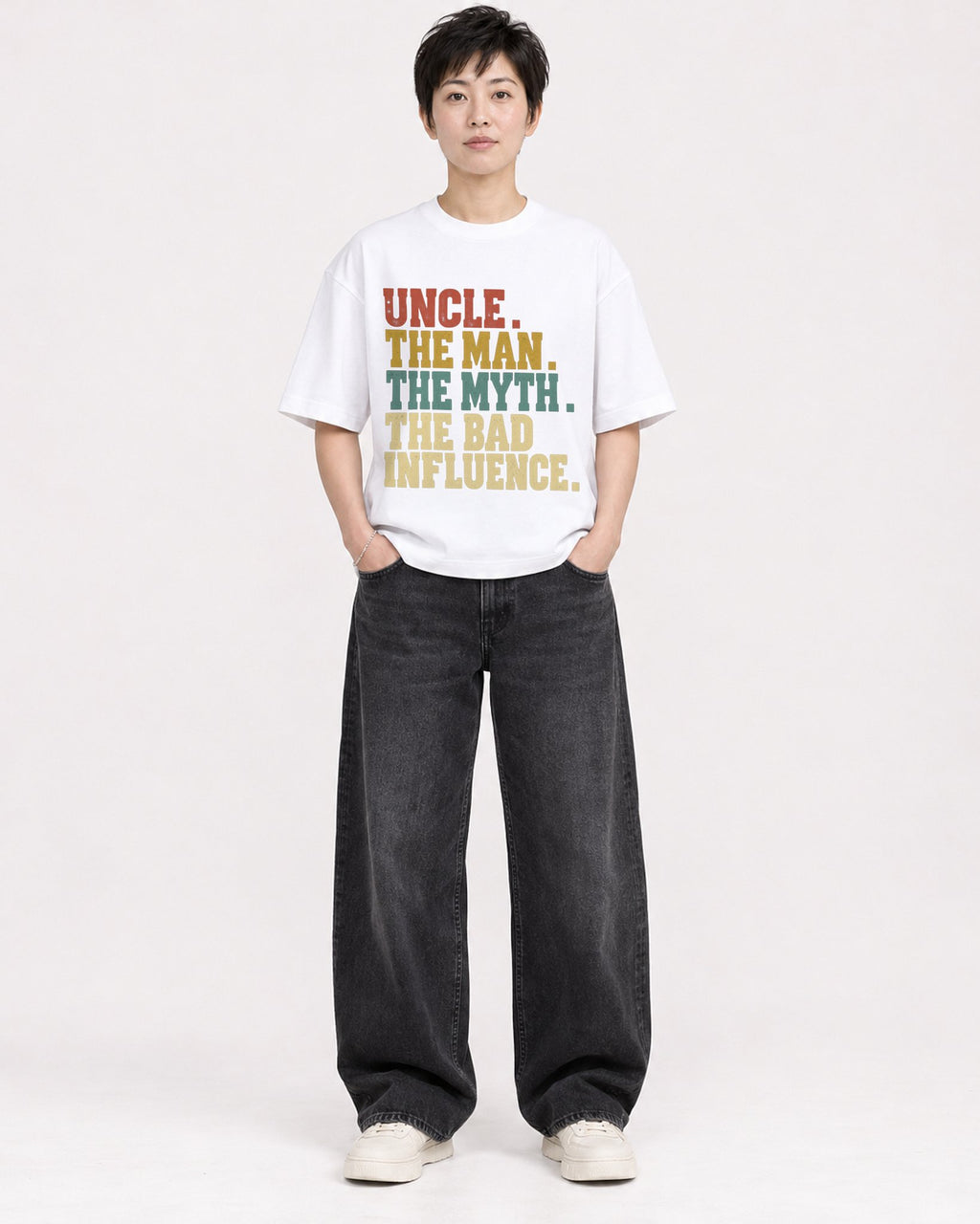 Mockup Boxy Heavyweight Tee White female full-body 23
