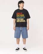 Mockup Boxy Heavyweight Tee Black male full-body 23