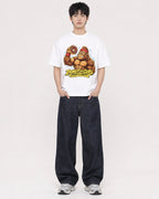 Mockup Boxy Heavyweight Tee White male full-body 01