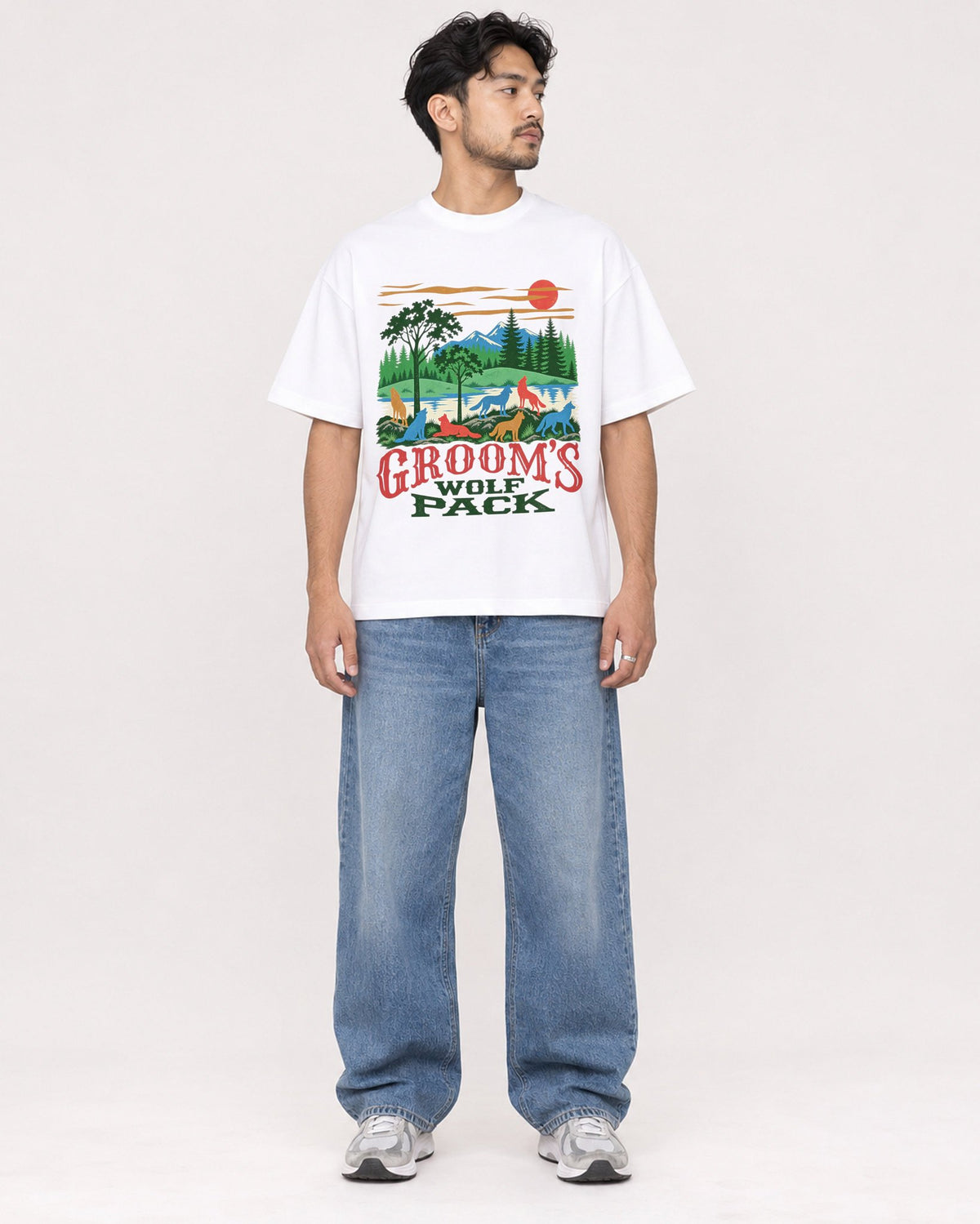 Mockup Boxy Heavyweight Tee White male full-body 02