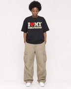 Mockup Boxy Heavyweight Tee Black female full-body 14