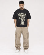 Mockup Boxy Heavyweight Tee Black male full-body 12