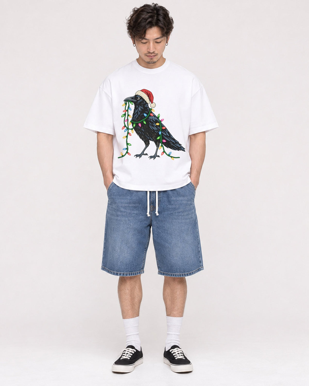 Mockup Boxy Heavyweight Tee White male full-body 03