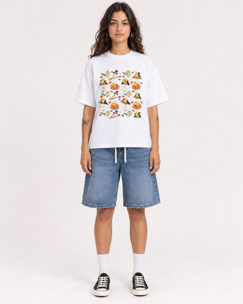 Mockup Boxy Heavyweight Tee White female full-body 06