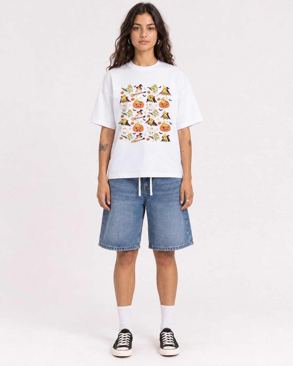 Mockup Boxy Heavyweight Tee White female full-body 06