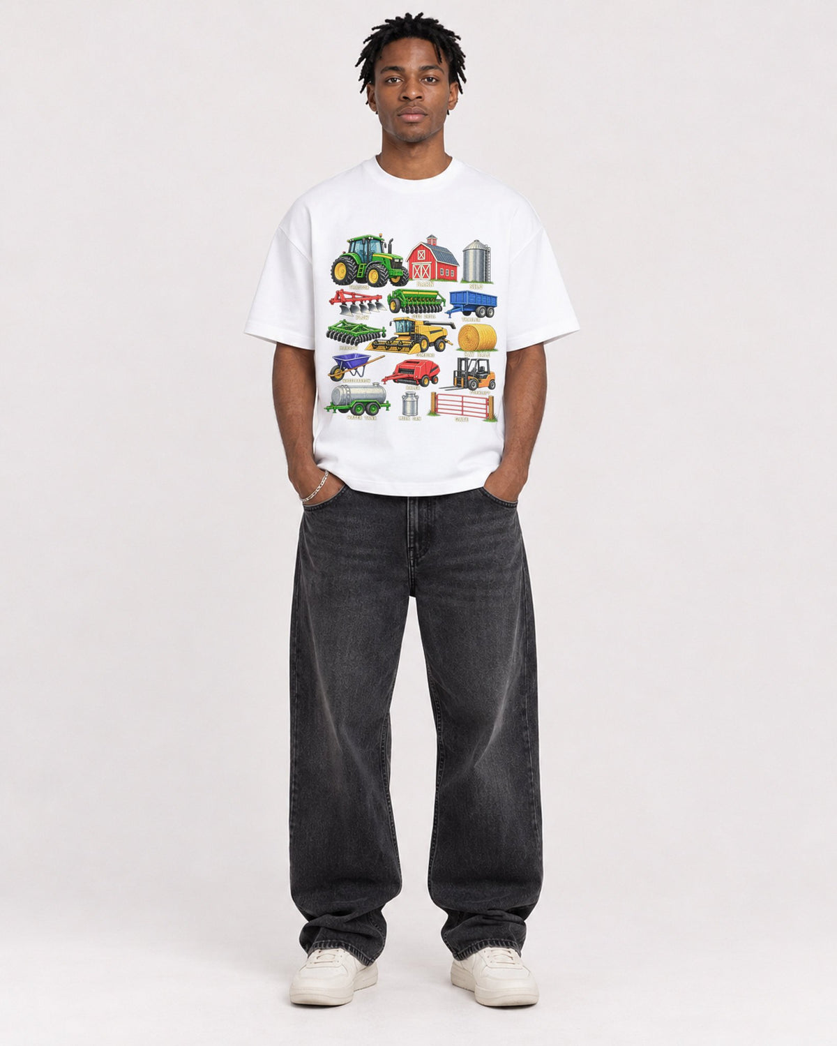 Mockup Boxy Heavyweight Tee White male full-body 05
