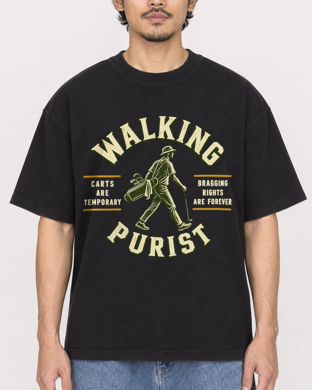 Mockup Boxy Heavyweight Tee Black male close-up 02