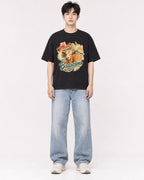 Mockup Boxy Heavyweight Tee Black male full-body 01