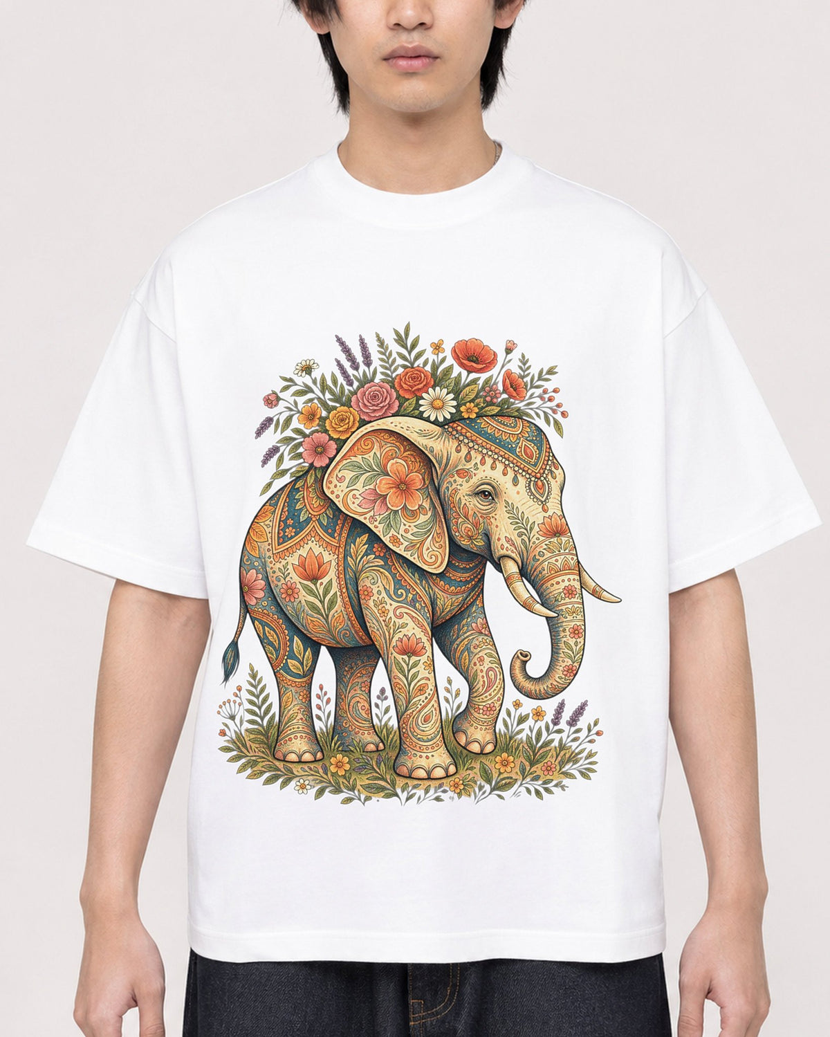 Mockup Boxy Heavyweight Tee White male close-up 11