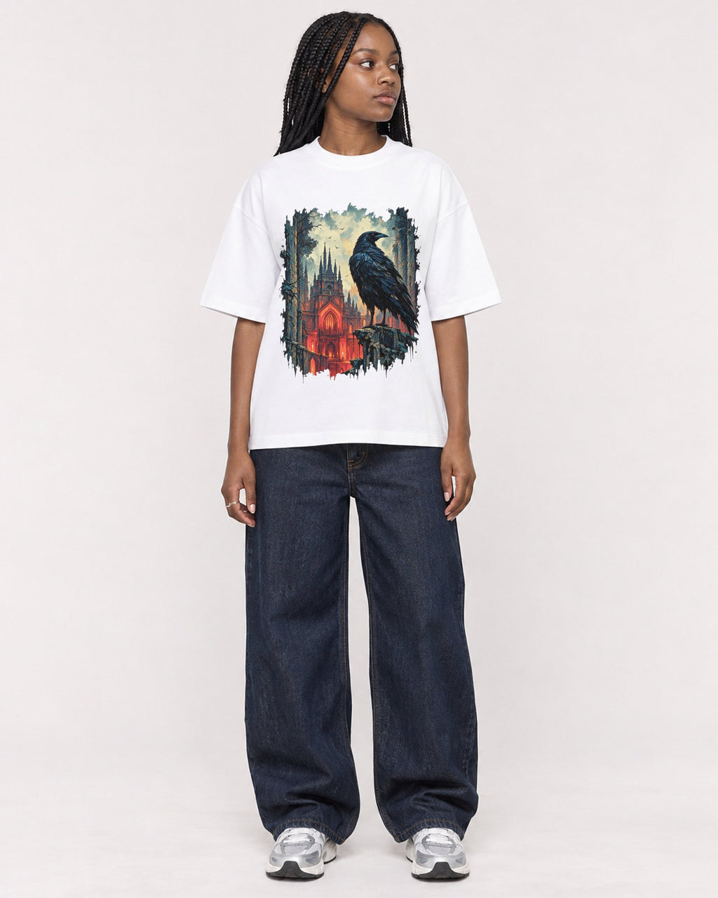 Mockup Boxy Heavyweight Tee White female full-body 04