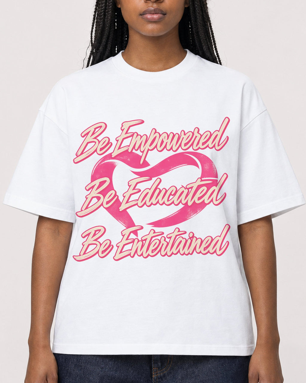 Mockup Boxy Heavyweight Tee White female close-up 04