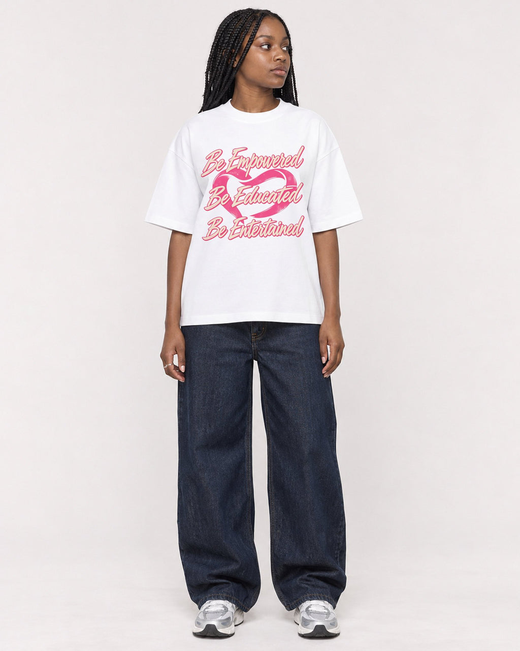 Mockup Boxy Heavyweight Tee White female full-body 04