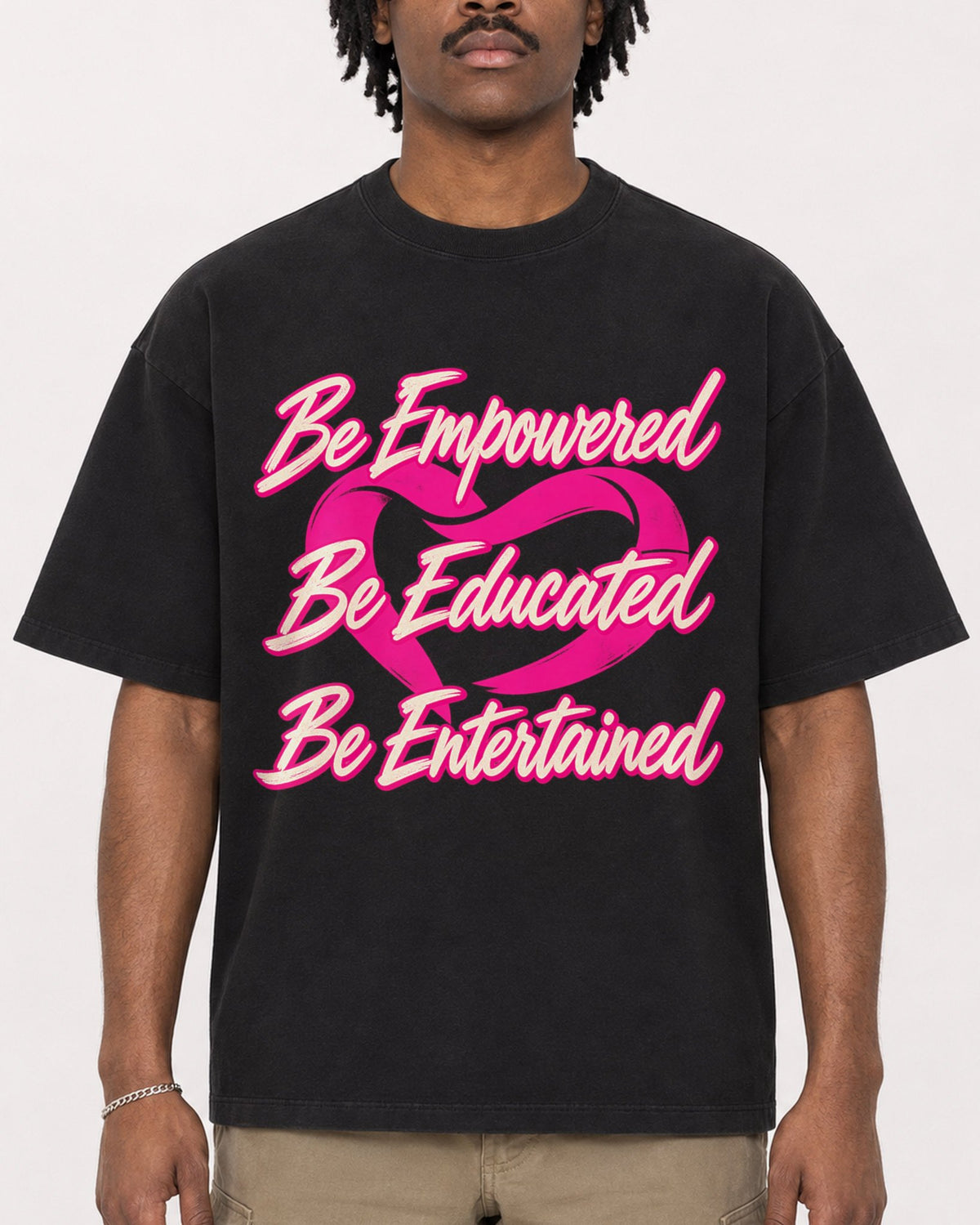 Mockup Boxy Heavyweight Tee Black male close-up 04