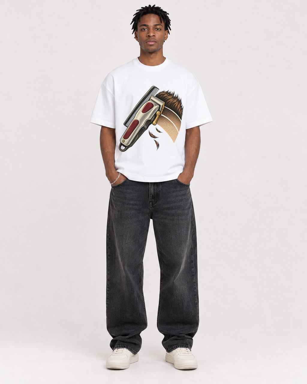 Mockup Boxy Heavyweight Tee White male full-body 05