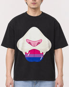 Mockup Boxy Heavyweight Tee Black male close-up 13