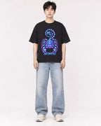 Mockup Boxy Heavyweight Tee Black male full-body 01