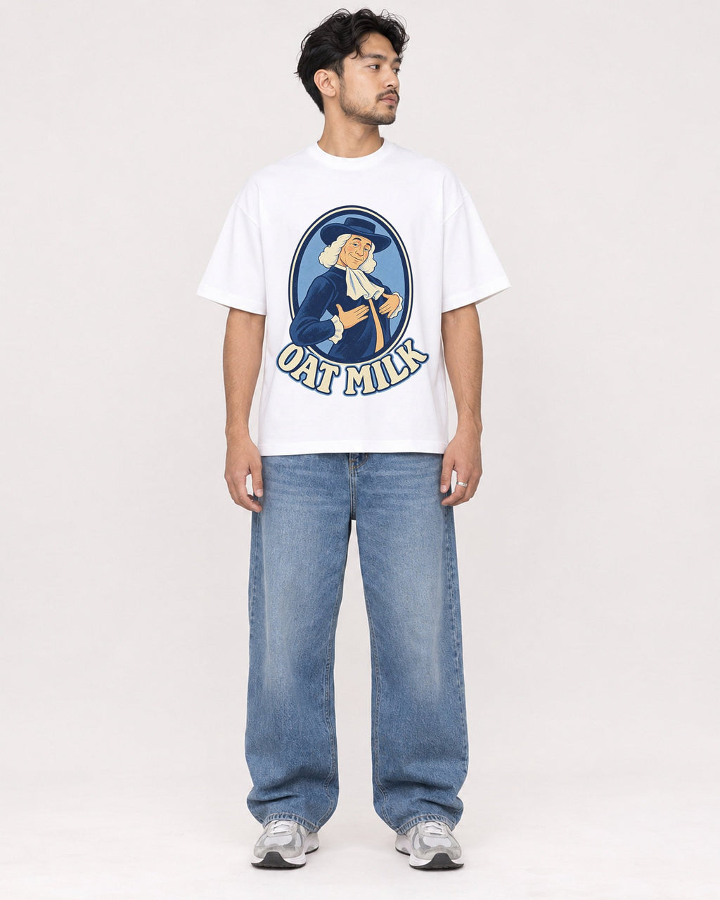 Mockup Boxy Heavyweight Tee White male full-body 02