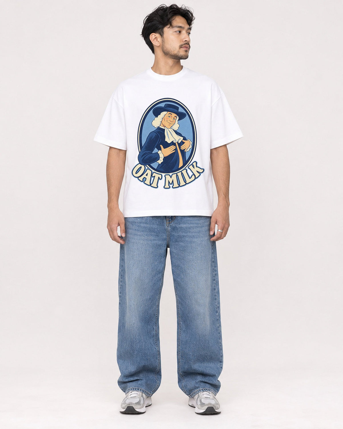 Mockup Boxy Heavyweight Tee White male full-body 02