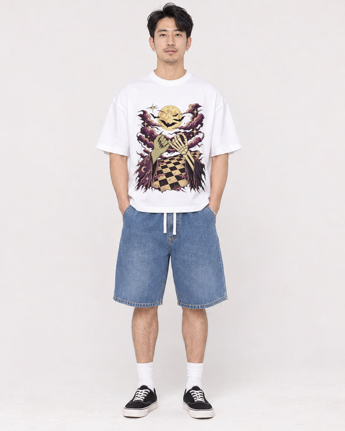 Mockup Boxy Heavyweight Tee White male full-body 13