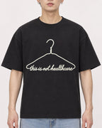 Mockup Boxy Heavyweight Tee Black male close-up 01