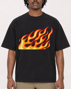 Mockup Boxy Heavyweight Tee Black male close-up 04