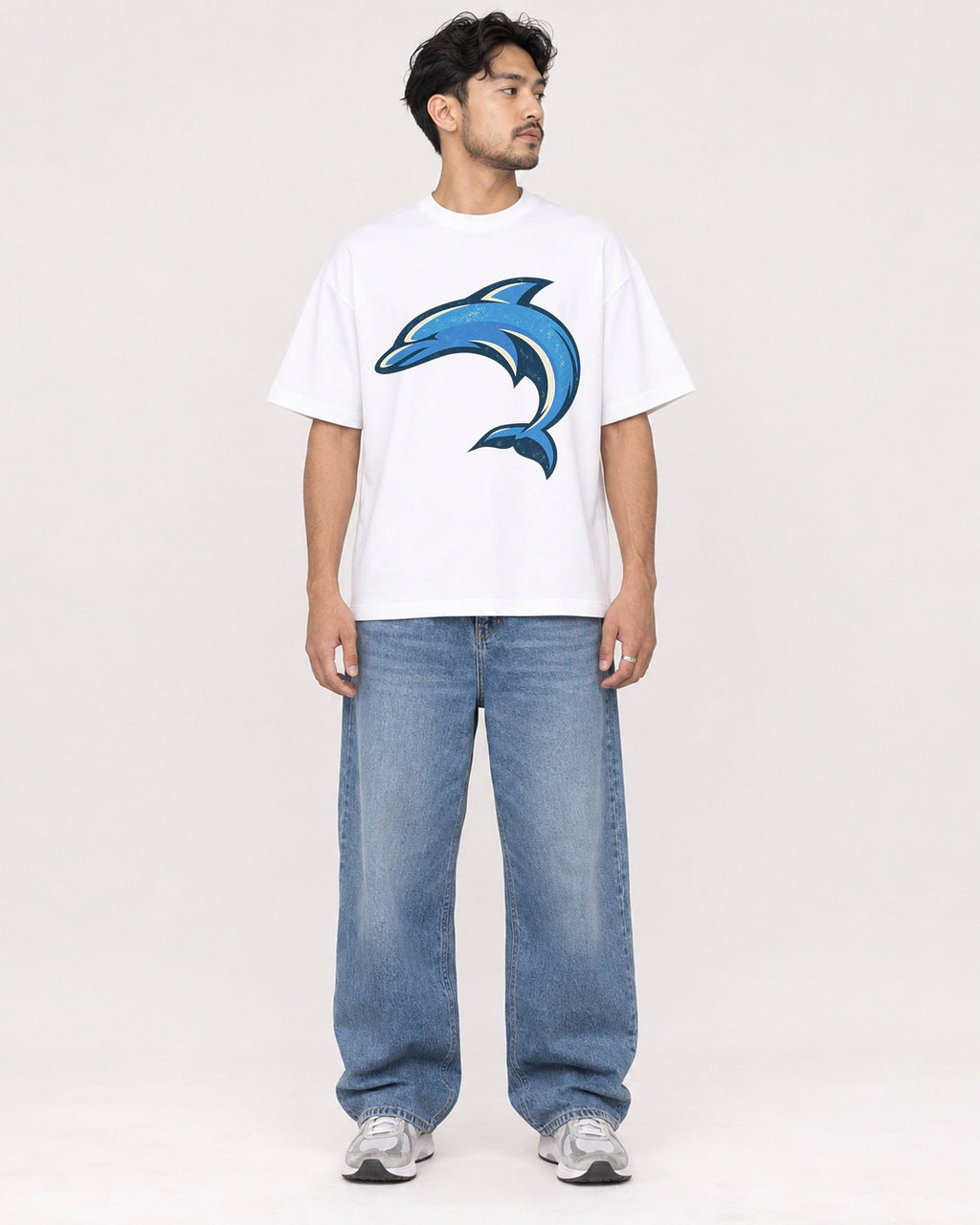 Mockup Boxy Heavyweight Tee White male full-body 02