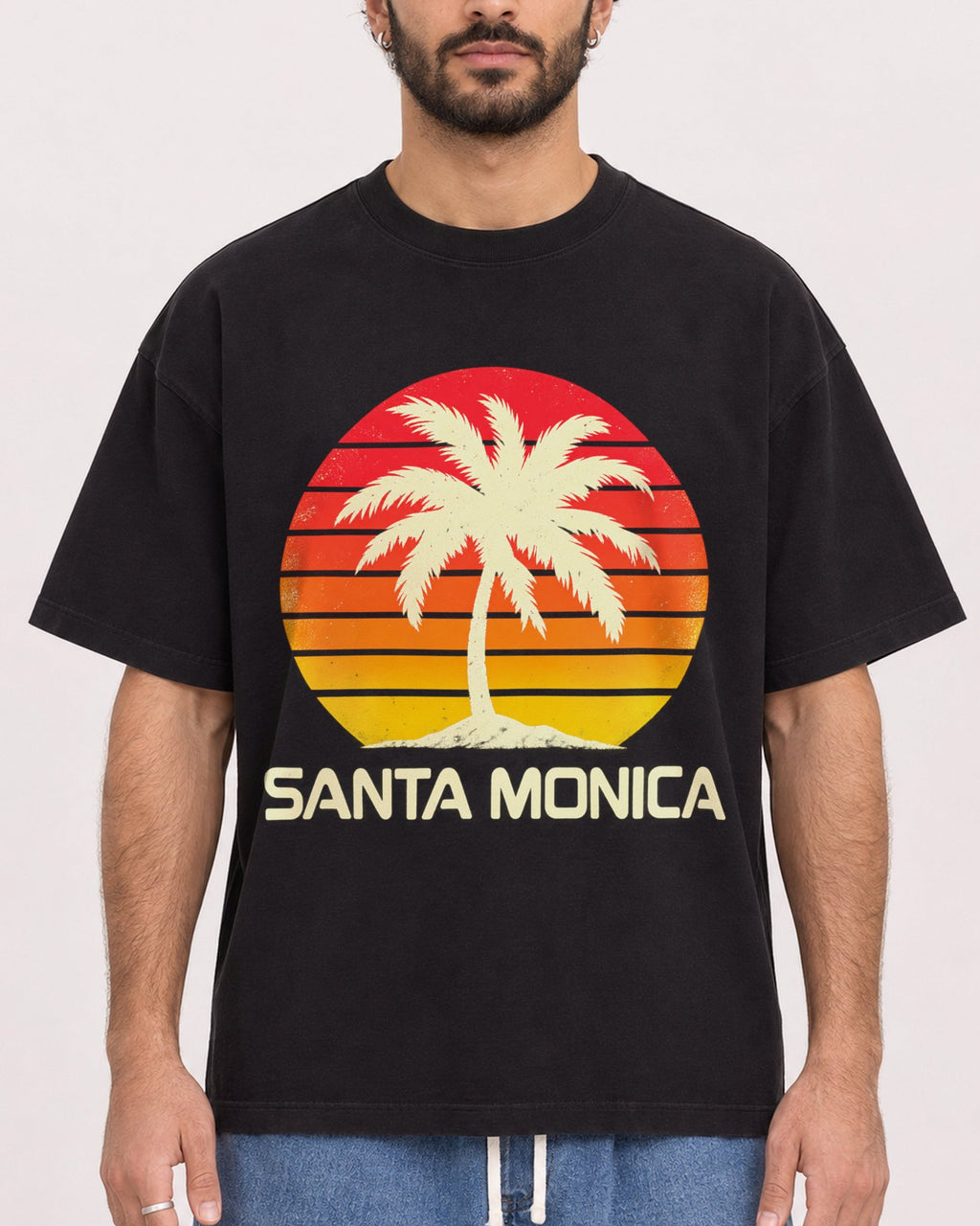 Mockup Boxy Heavyweight Tee Black male close-up 27