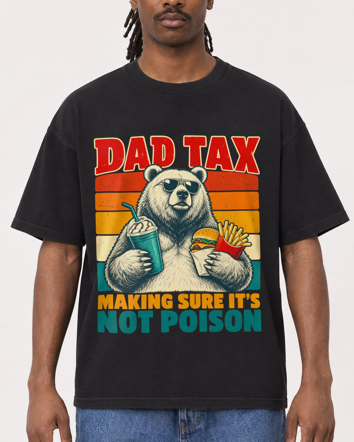 Mockup Boxy Heavyweight Tee Black male close-up 34