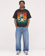 Mockup Boxy Heavyweight Tee Black male full-body 34