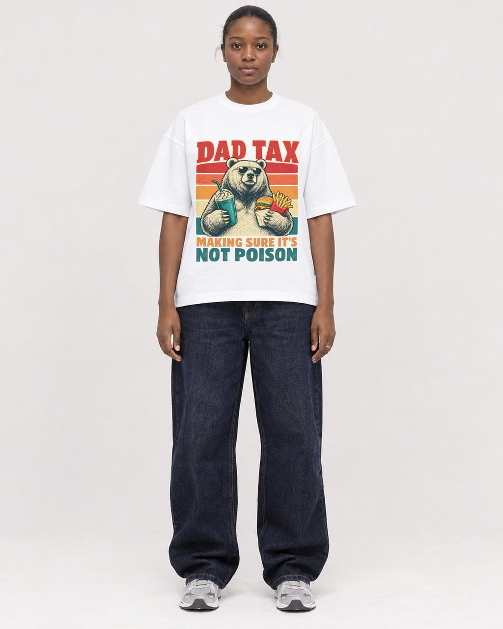 Mockup Boxy Heavyweight Tee White female full-body 34