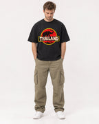 Mockup Boxy Heavyweight Tee Black male full-body 08