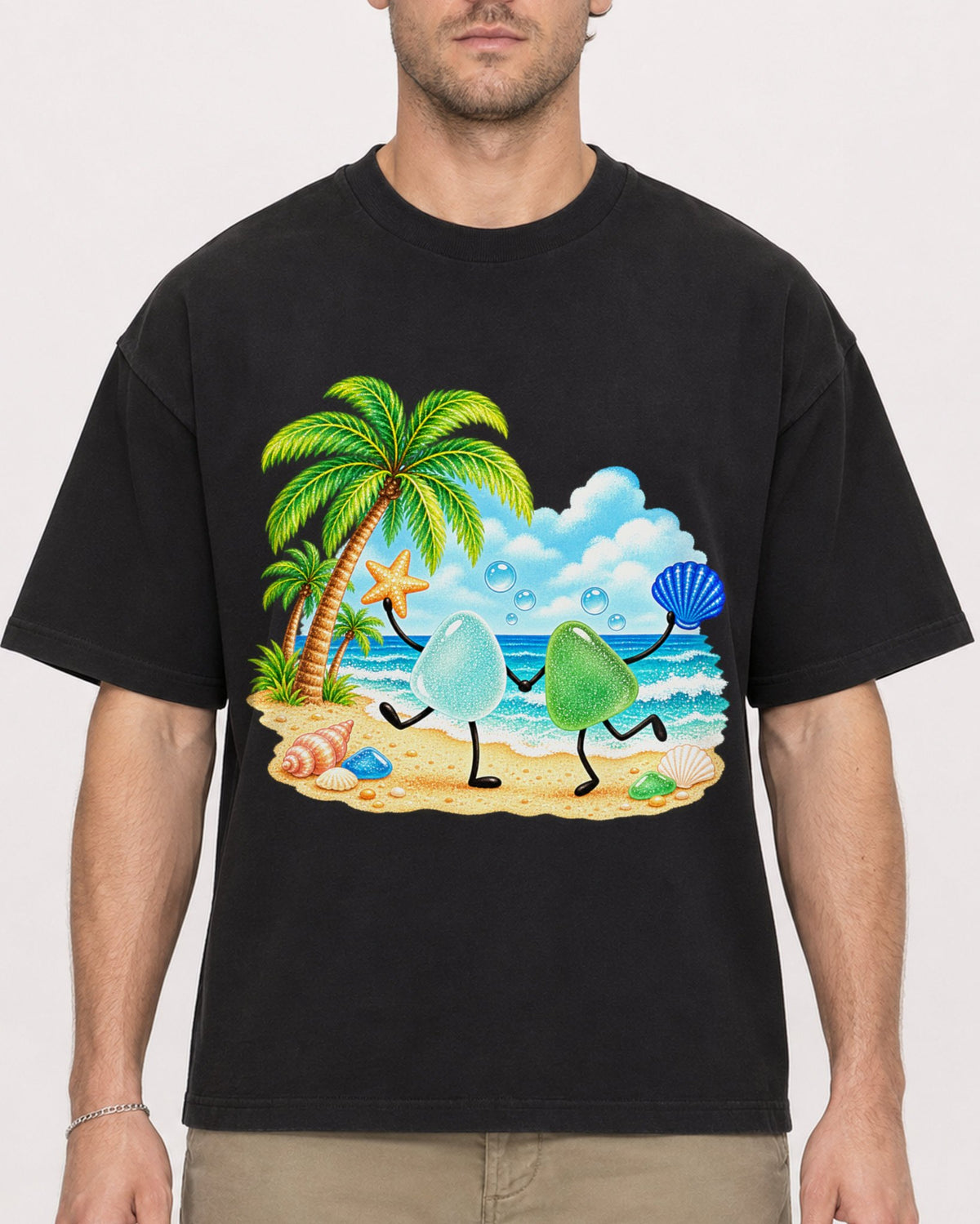 Mockup Boxy Heavyweight Tee Black male close-up 08