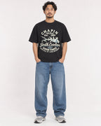 Mockup Boxy Heavyweight Tee Black male full-body 02