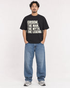 Mockup Boxy Heavyweight Tee Black male full-body 02