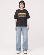 Mockup Boxy Heavyweight Tee Black female full-body 11